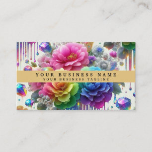 Moderne Mädchen-Regenbogen-Blumen und Glitter-Trop Visitenkarte