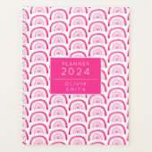 Moderne Mädchen Rosa Regenbogen Muster jährlich Planer (Vorderseite)