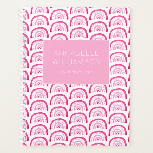 Moderne Mädchen Rosa Regenbogen Muster jährlich Planer (Vorderseite)