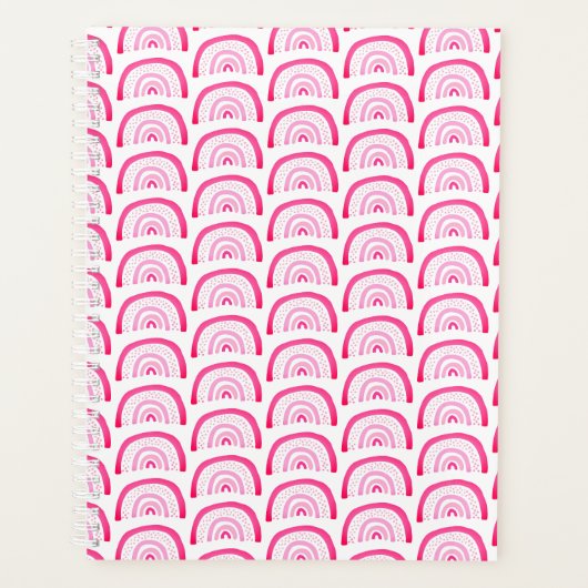 Moderne Mädchen Rosa Regenbogen Muster Planer (Vorderseite)