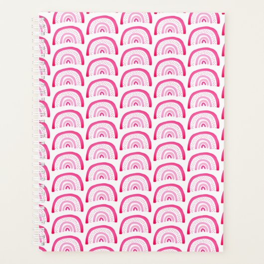 Moderne Mädchen Rosa Regenbogenmuster Planer (Vorderseite)