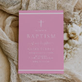 Moderne Mädchen Rosa Taufe Weiße Grenze Einladung