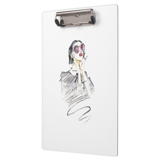 Moderne Mädchen Schwarz und Rot Trendy Klemmbrett (Links)