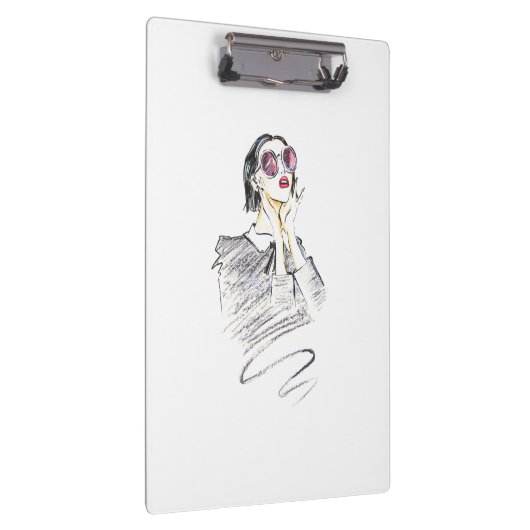 Moderne Mädchen Schwarz und Rot Trendy Klemmbrett (Rechts)