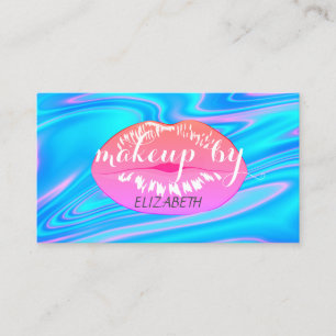 Moderne Mädchenhaft Chic Rosa Lippen Holografisch Visitenkarte