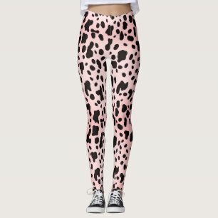 Moderne Mädchenhaft Rosa Schwarz Kuh Tierdruck Far Leggings