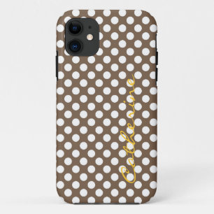 Moderne, mädchenhafte Espresso-Polka-Punkte nach M iPhone 11 Hülle