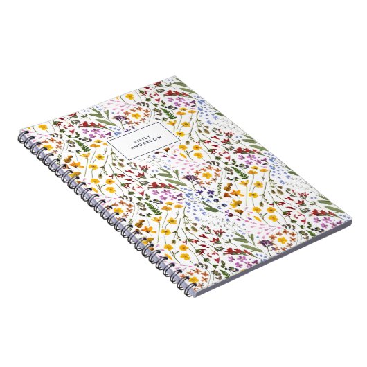 Moderne mädchenhafte, farbenfrohe Blume Notizblock (Rechte Seite)
