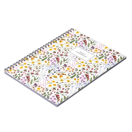 Moderne mädchenhafte, farbenfrohe Blume Notizblock (Linke Seite)