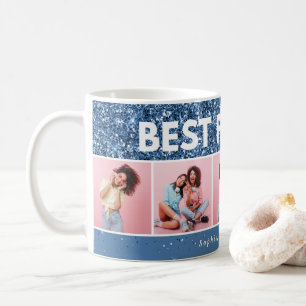 Moderne mädchenhafte Foto Drehbuch Blau Glitzer Be Kaffeetasse