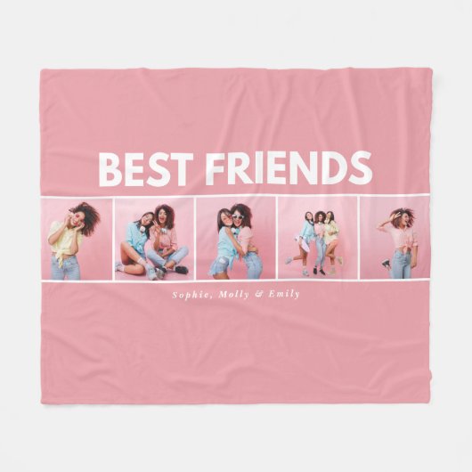Moderne, mädchenhafte Multi-Foto-Skripte trendige  Fleecedecke (Vorderseite (Horizontal))