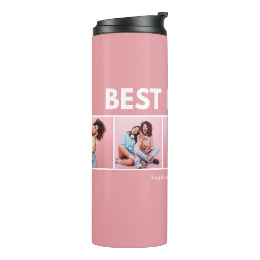 Moderne, mädchenhafte Multi-Foto-Skripte trendige  Thermosbecher (Nach links gedreht)