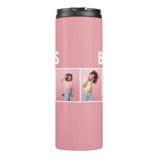 Moderne, mädchenhafte Multi-Foto-Skripte trendige  Thermosbecher (Rückseite)