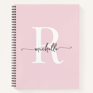 Moderne Mädchenhafte Rosa Schreibschrift Monogramm Notizblock