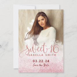 Moderne mädchenhafte Rose Gold Glitzer Chic Foto s Save The Date