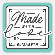 Moderne 'Made with Love' Quadratische Label Aufkle