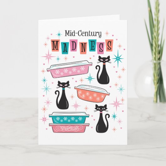 Moderne Madness Card Pyrex Cats Kitsch Karte (Vorderseite)