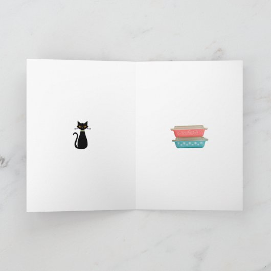 Moderne Madness Card Pyrex Cats Kitsch Karte (Innenseite)