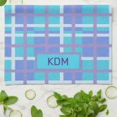 Moderne Madras Lila und blau Geschirrtuch (Gefaltet)