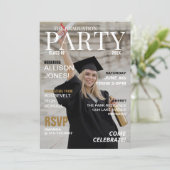 Moderne Magazine Foto Graduation Party Einladung (Stehend Vorderseite)