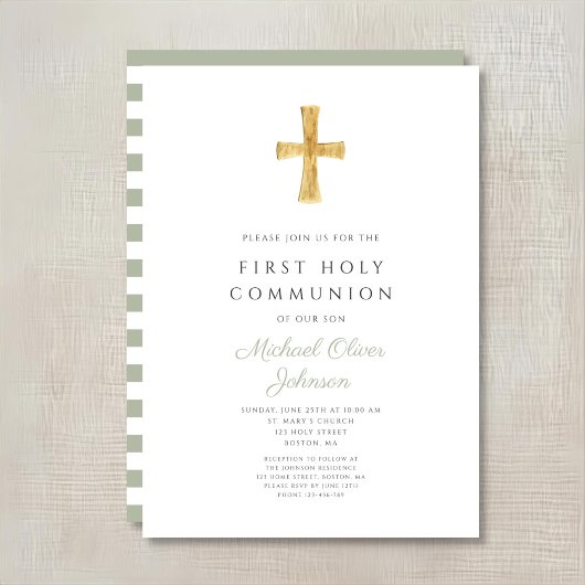 Moderne Magensonde Grünstreifen kreuzen Erste Komm Einladung