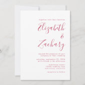 Moderne Magenta Calligrafy Wedding Einladung (Vorderseite)