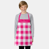Moderne magenta gingham-Skriptbezeichnung Schürze (Getragen)