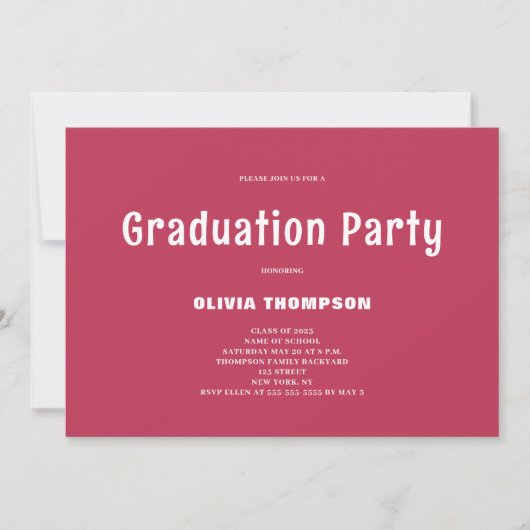 Moderne Magenta Graduierungsparty Einladung (Vorderseite)