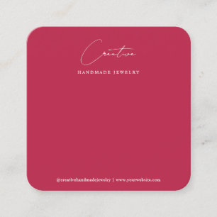 Moderne Magenta handgeschriebene Schrift Schmuckdi Quadratische Visitenkarte