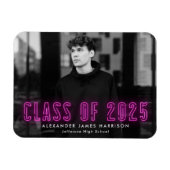 Moderne Magenta Neon Class 2023 Foto Abschluss Magnet (Horizontal)