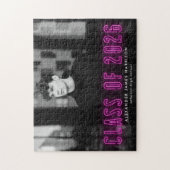 Moderne Magenta Neon Class 2025 Abschluss Foto Puzzle (Vertikal)