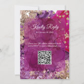 Moderne Magenta-Pflaume-Gold-QR-Code-Hochzeit Einladung (Rückseite)