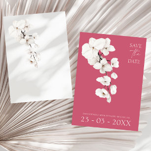 Moderne Magenta Rosa Weiße Orchideen Blumen Save The Date