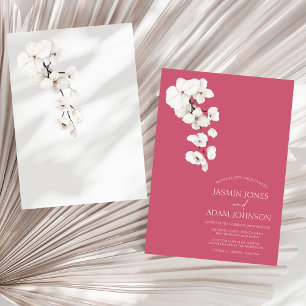 Moderne Magenta-Rosa-Weiße-Orchideen-Hochzeit Einladung