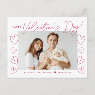 Moderne Magenta-Schrift Valentinstag-Foto Feiertagspostkarte