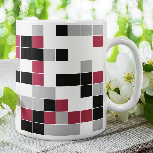 Moderne Magenta-Schwarz-Graue Geometrie Kaffeetasse