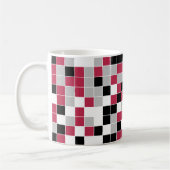 Moderne Magenta-Schwarz-Graue Geometrie Kaffeetasse (Links)