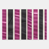 Moderne Magenta Schwarz-weiße, fette Streifen Geschenkpapier Set (Vorderseite 3)