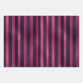 Moderne Magenta Schwarz-weiße, fette Streifen Geschenkpapier Set (Vorderseite 2)