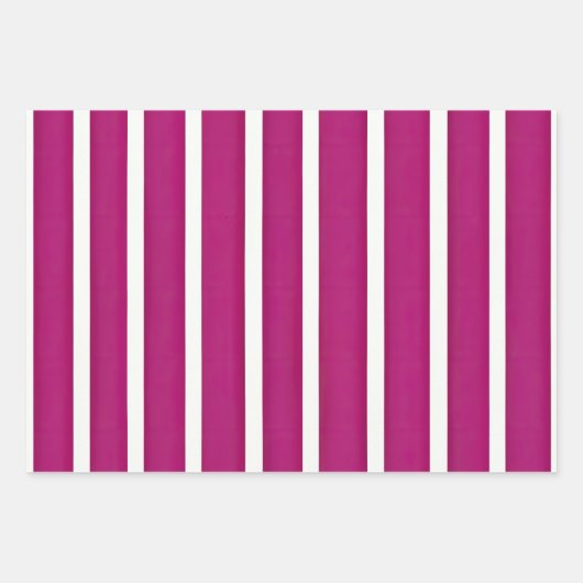 Moderne Magenta Schwarz-weiße, fette Streifen Geschenkpapier Set (Vorderseite)