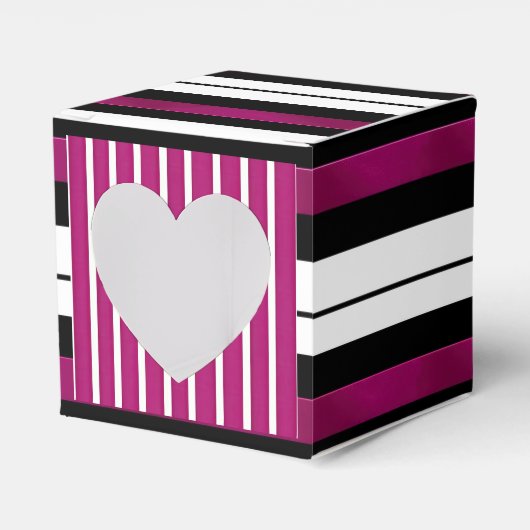 Moderne Magenta Schwarz-weiße, fette Streifen Geschenkschachtel (Vorderseite)