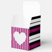 Moderne Magenta Schwarz-weiße, fette Streifen Geschenkschachtel (Geöffnet)