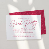 Moderne Magenta Script Graduation Party Einladung