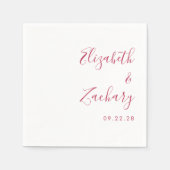 Moderne Magenta Script Wedding Serviette (Vorderseite)