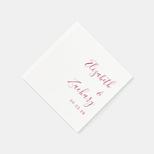 Moderne Magenta Script Wedding Serviette (Ecke)