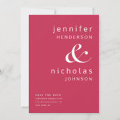 Moderne Magenta Typografie Save The Date (Vorderseite)