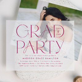Moderne Magenta Typografy Graduation Party Pergament Einladungen