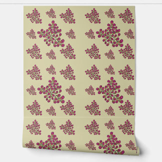 Moderne Magenta- und Grün-Botanik-Blatt-Wallpaper  Tapete