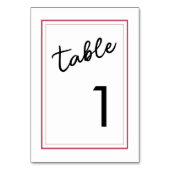 Moderne Magenta und Schwarz-Minimal-Hochzeit Tischnummer (Vorderseite)