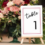 Moderne Magenta und Schwarz-Minimal-Hochzeit Tischnummer<br><div class="desc">Diese moderne Magenta und Schwarz-Tischnummer-Karte ist schön einfach, aber elegant und perfekt zu jeder Jahreszeit. Prop auf einen kleinen Aal oder in einem klaren Rahmen so die viva magenta Rückseite Pop. Verwenden Sie die einfache Vorlage, um Ihre Tischnummern einzeln einzugeben und in Ihren Warenkorb zu legen. Karo in EmmyINK's Shop...</div>